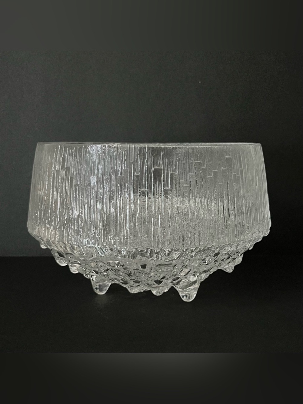 Vintage Iittala Finland Glass Ultima Thule Footed Bowl Tapio Wirkkala MCM 1970s